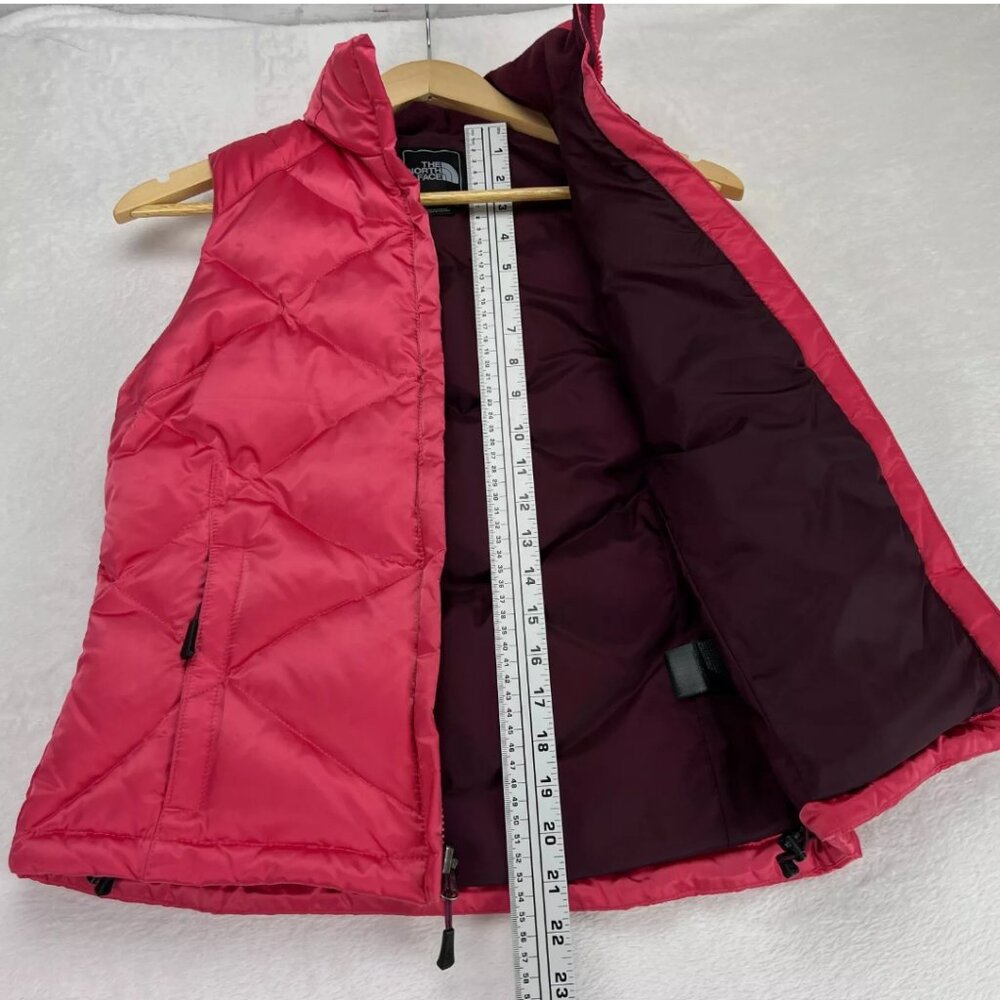 The North Face Bright Pink Vest 550 Goose Down Full Zip Insulated Quilted Winter - Picture 15 of 16